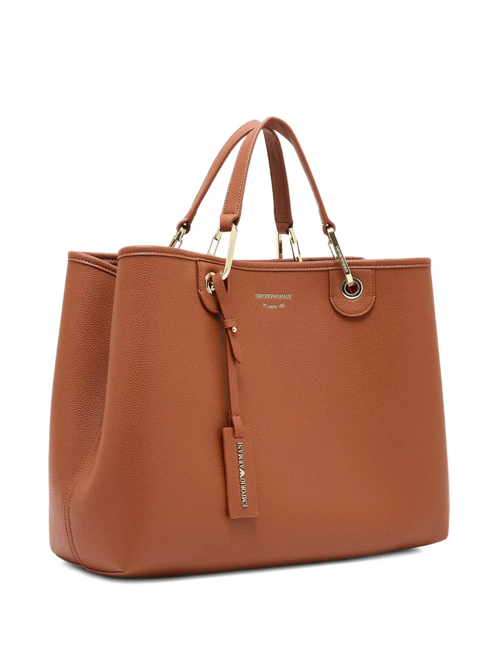 Emporio Armani Leren shopper Bruin