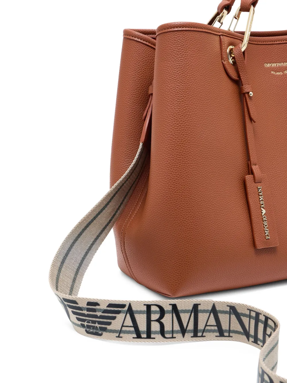 Emporio Armani Leren shopper Bruin