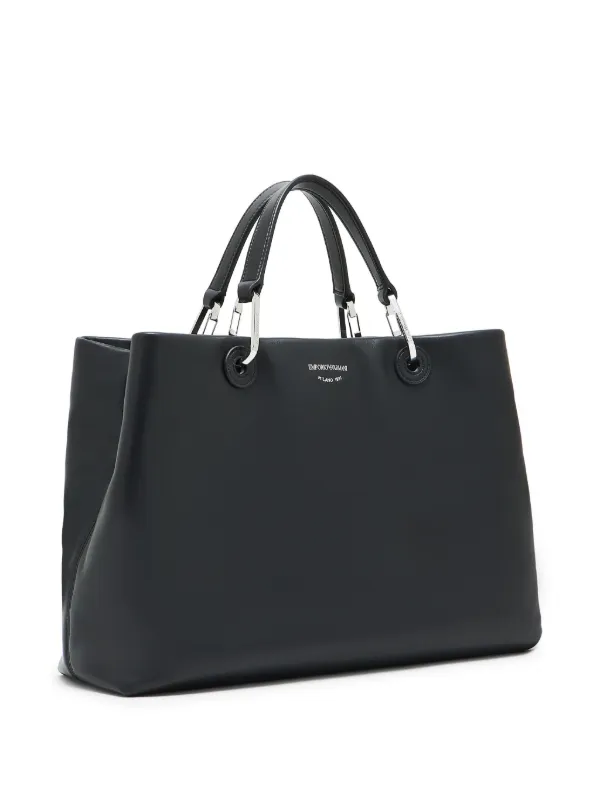 Emporio Armani Bolsa Tote Média Em Couro Com Alça De Mão | Preto