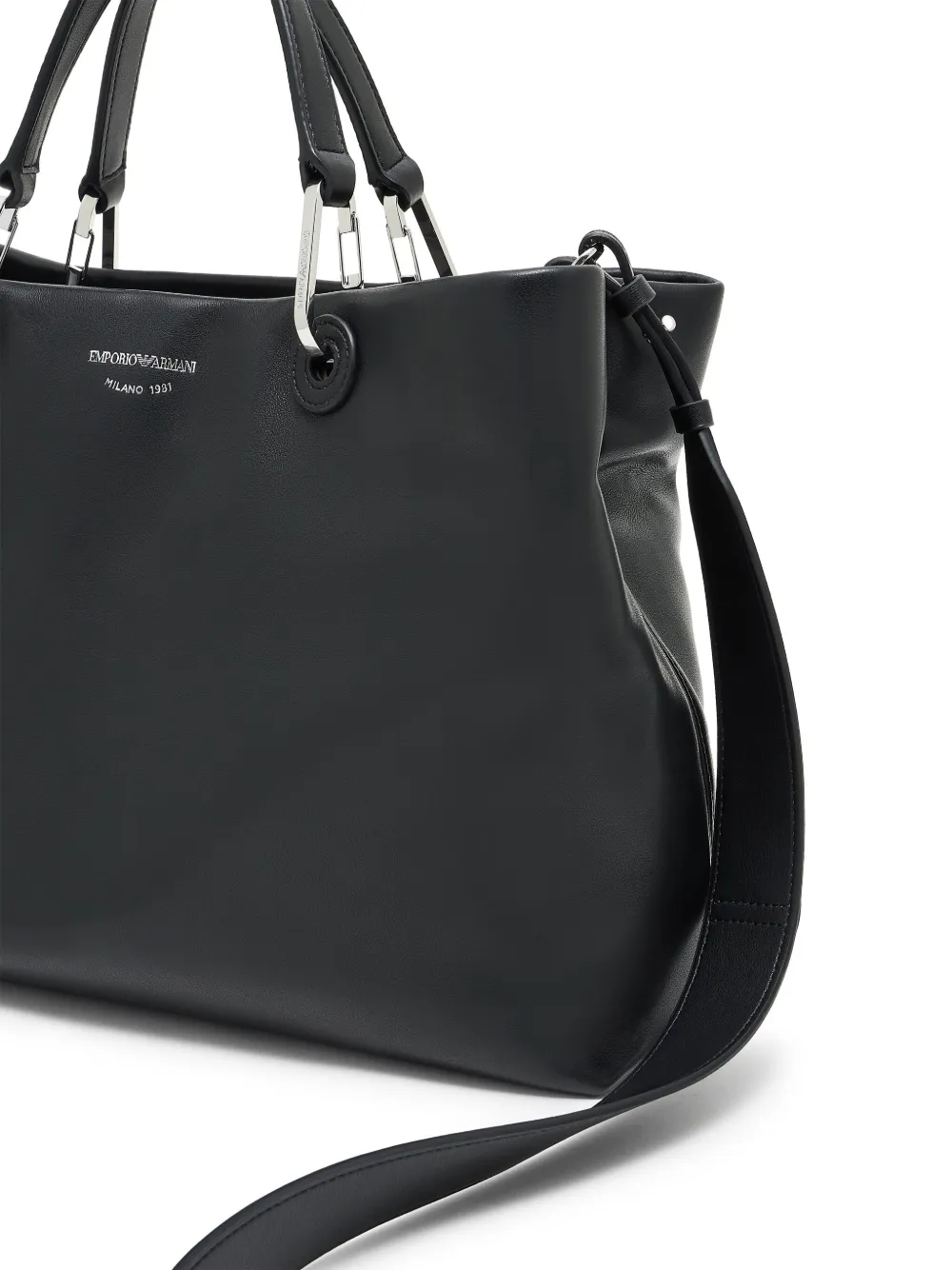 Emporio Armani Leren shopper Zwart