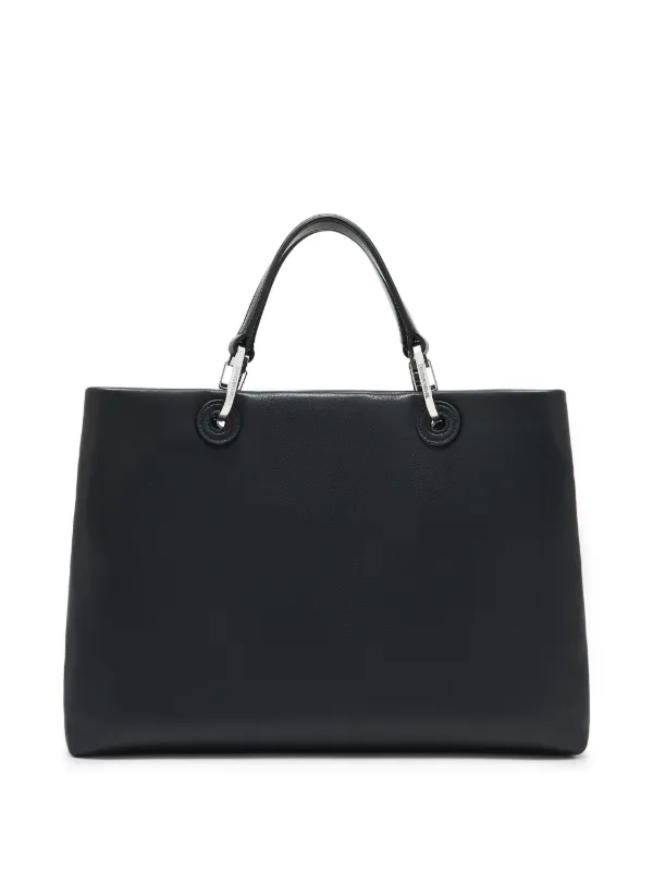 Emporio Armani Bolsa Tote Média Em Couro Com Alça De Mão | Preto