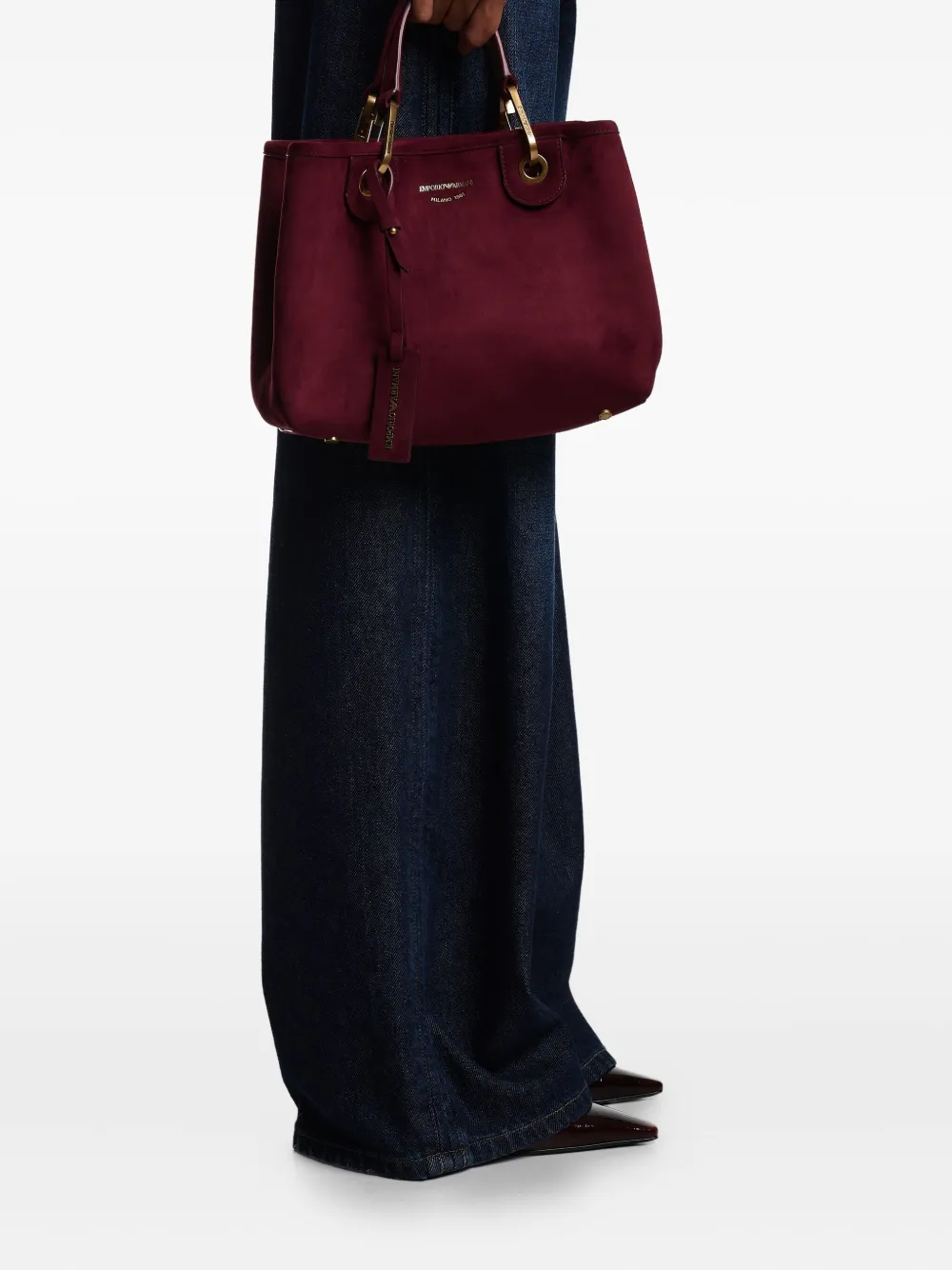 Emporio Armani Shopper met goudkleurig detail en handgreep Rood