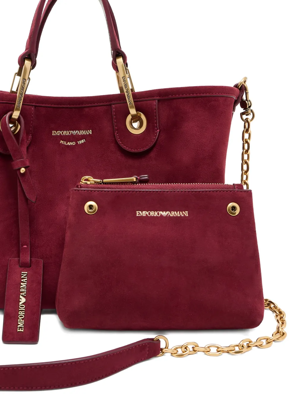 Emporio Armani Shopper met goudkleurig detail en handgreep Rood