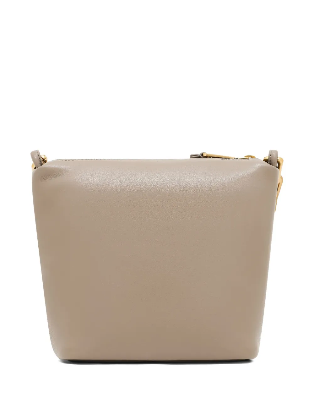 Emporio Armani Kleine leren schoudertas Beige