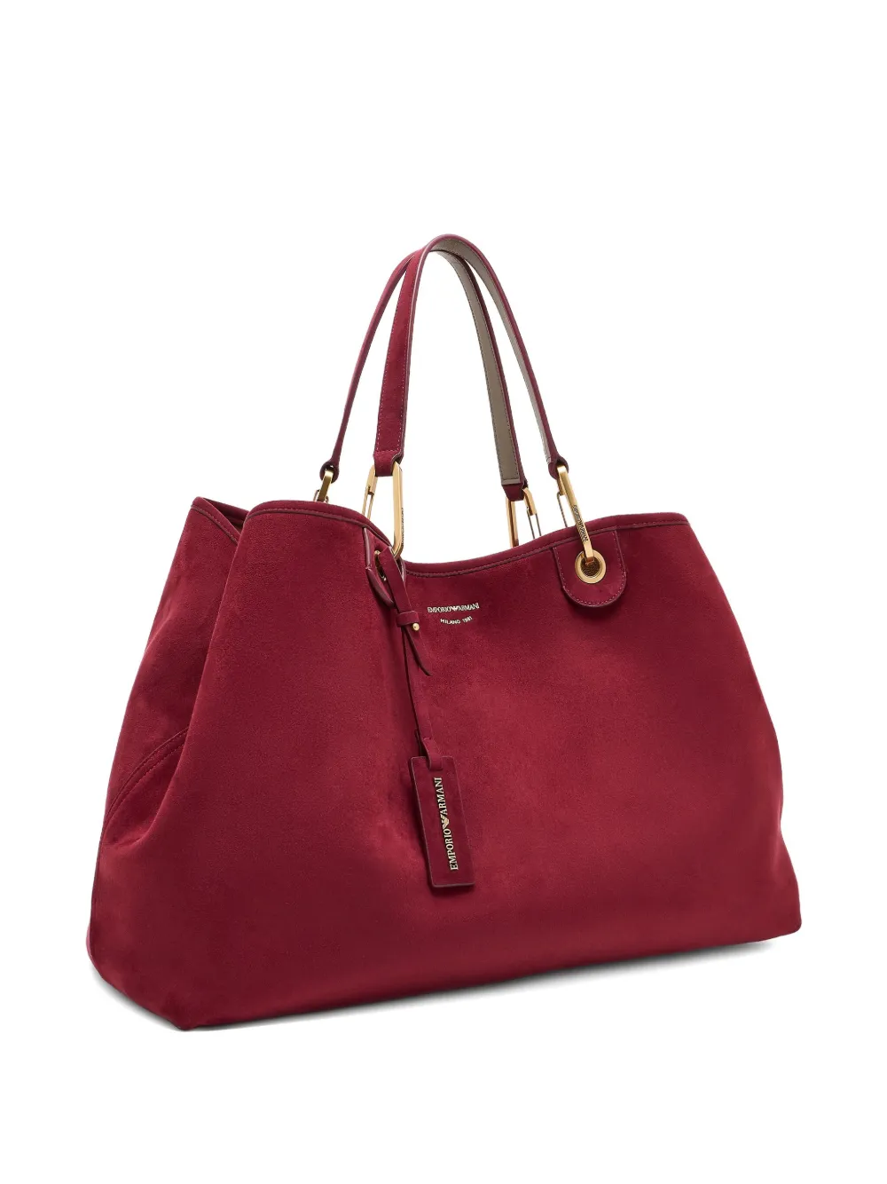 Emporio Armani Myea Top-handle Gold-tone Ring Tote Bag In Red
