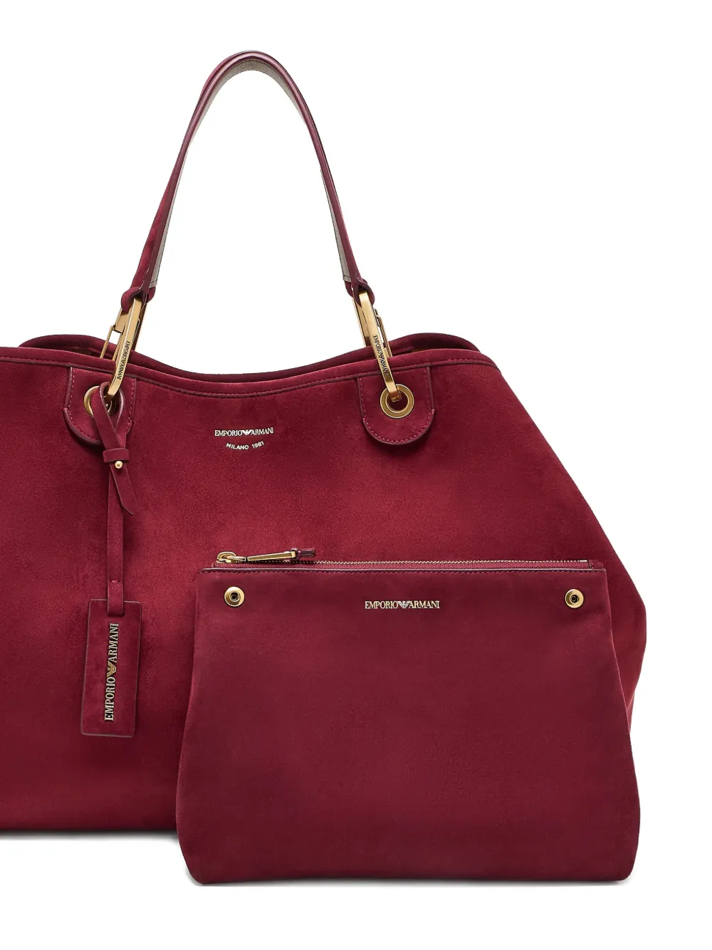 Emporio Armani Myea Top-handle Gold-tone Ring Tote Bag In Red