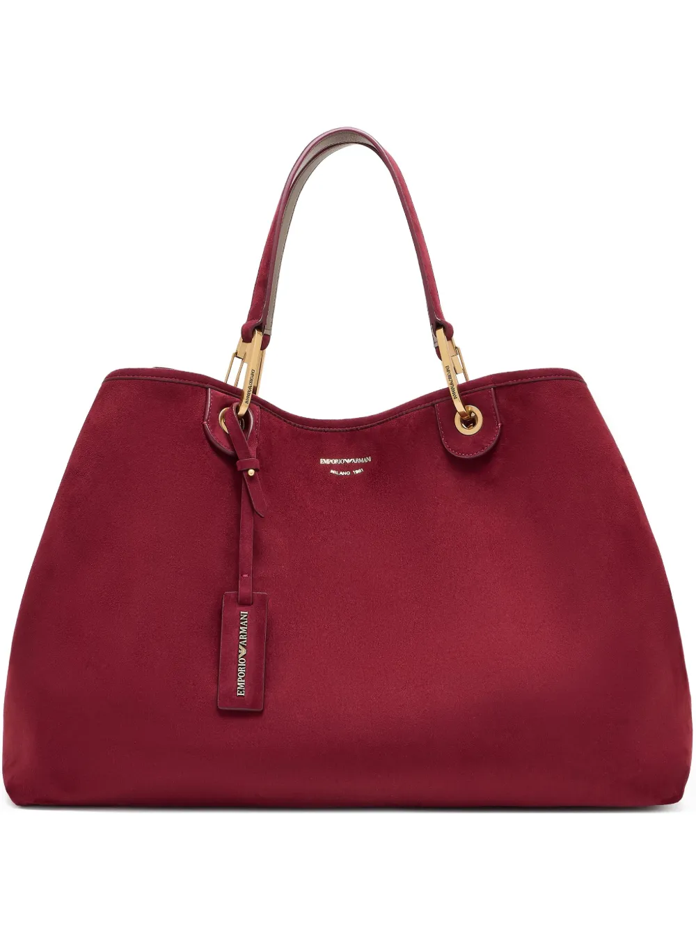 Emporio Armani Myea Top-handle Gold-tone Ring Tote Bag In Red