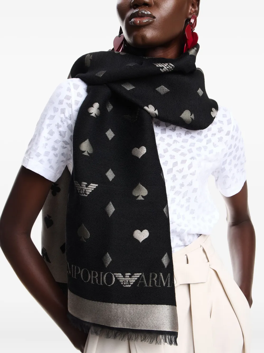 Emporio Armani Stola met patroon Zwart