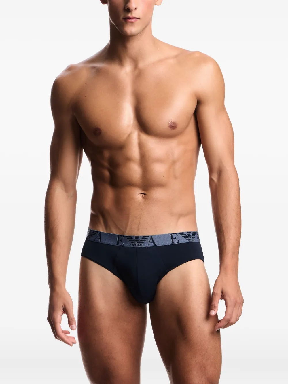 Emporio Armani Drie slips met logoband Blauw