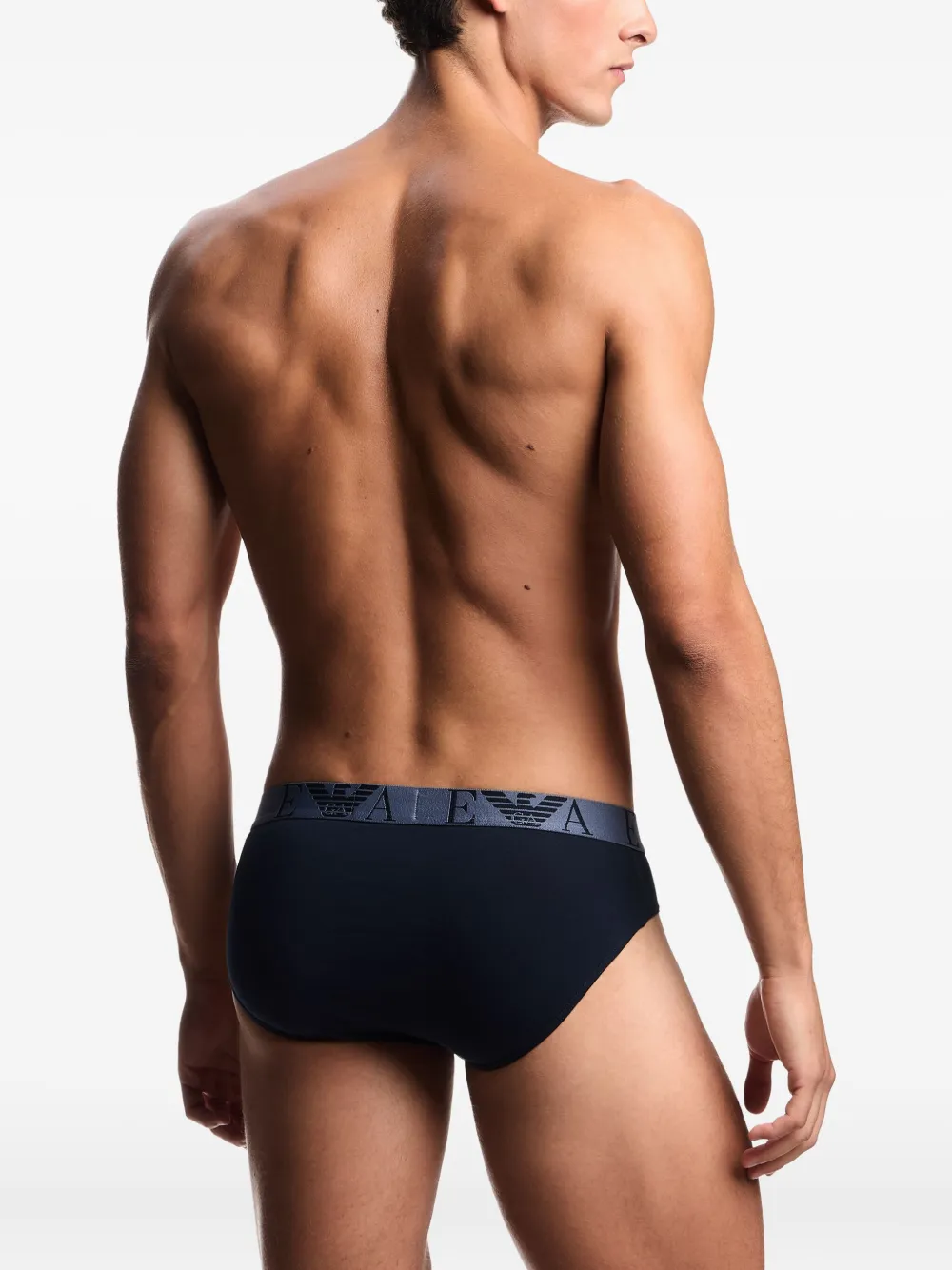 Emporio Armani Drie slips met logoband Blauw