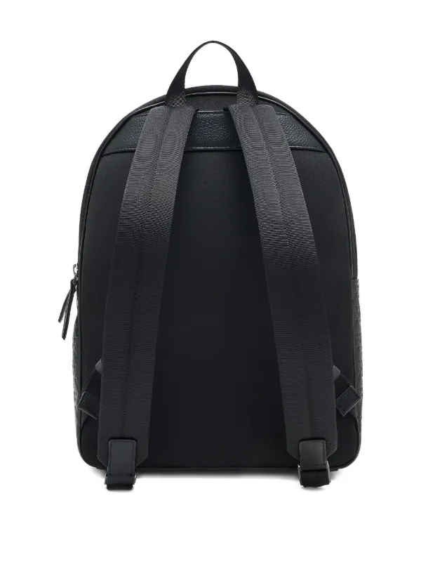 armani jeans faux leather backpack Exchange Men's Malibu Backpack, Black Allover Big Logo, One Size zip around fasten Emporio Armani - Icon pebbled