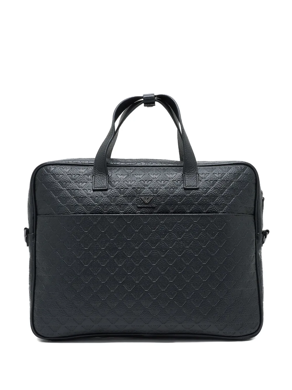 Emporio Armani - Leren aktetas met adelaarpatroon - heren - kalfsleer - Eén maat - Zwart