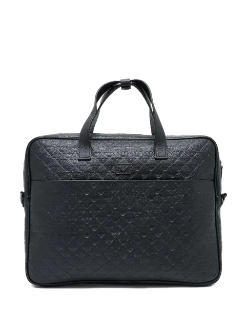 Emporio Armani eagle-motif leather briefcase