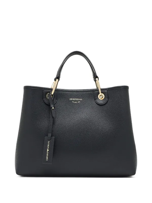 Emporio Armani レザーハンドバッグ | ブラック | FARFETCH JP