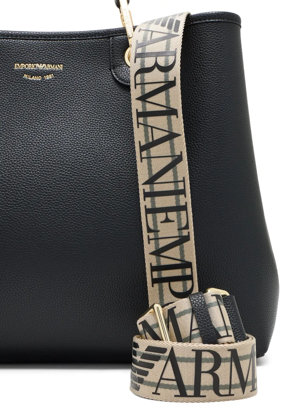 Emporio Armani Medium shopper van bewerkt leer Zwart