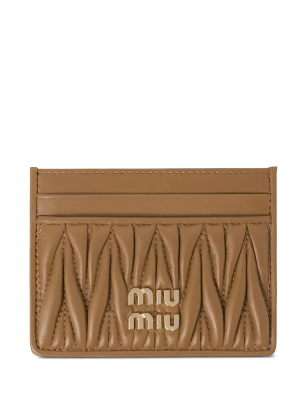 Miu Miu Matelassé Nappa Leather Cardholder in Brown