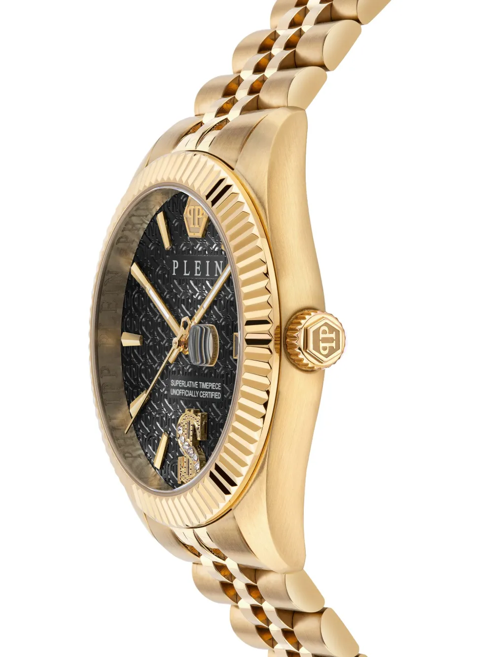 Philipp Plein Date Superlative Crystal Watch In Gold