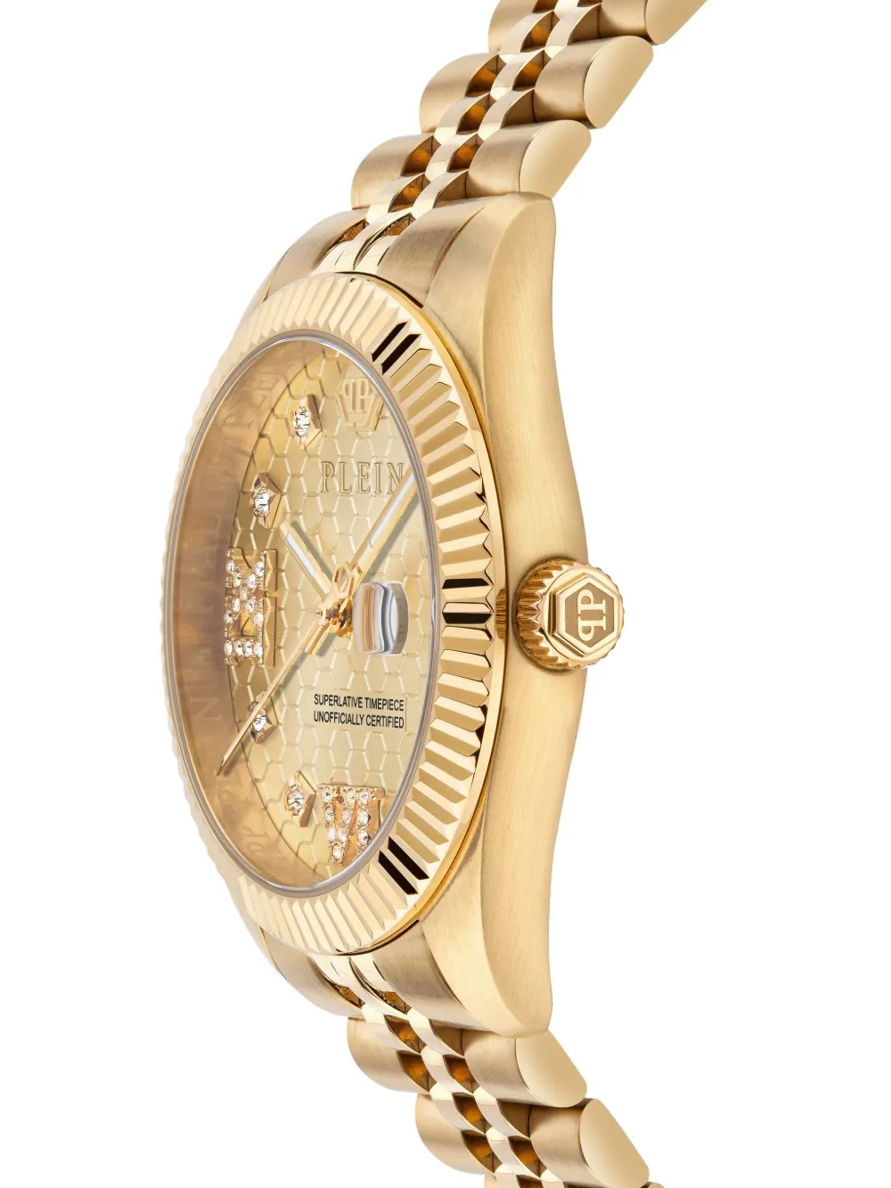 Philipp Plein Date Superlative Crystal Watch In Gold