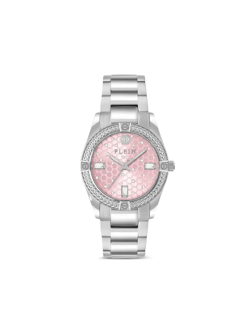 Philipp Plein Plein Icon Chain Crystal Watch In Metallic