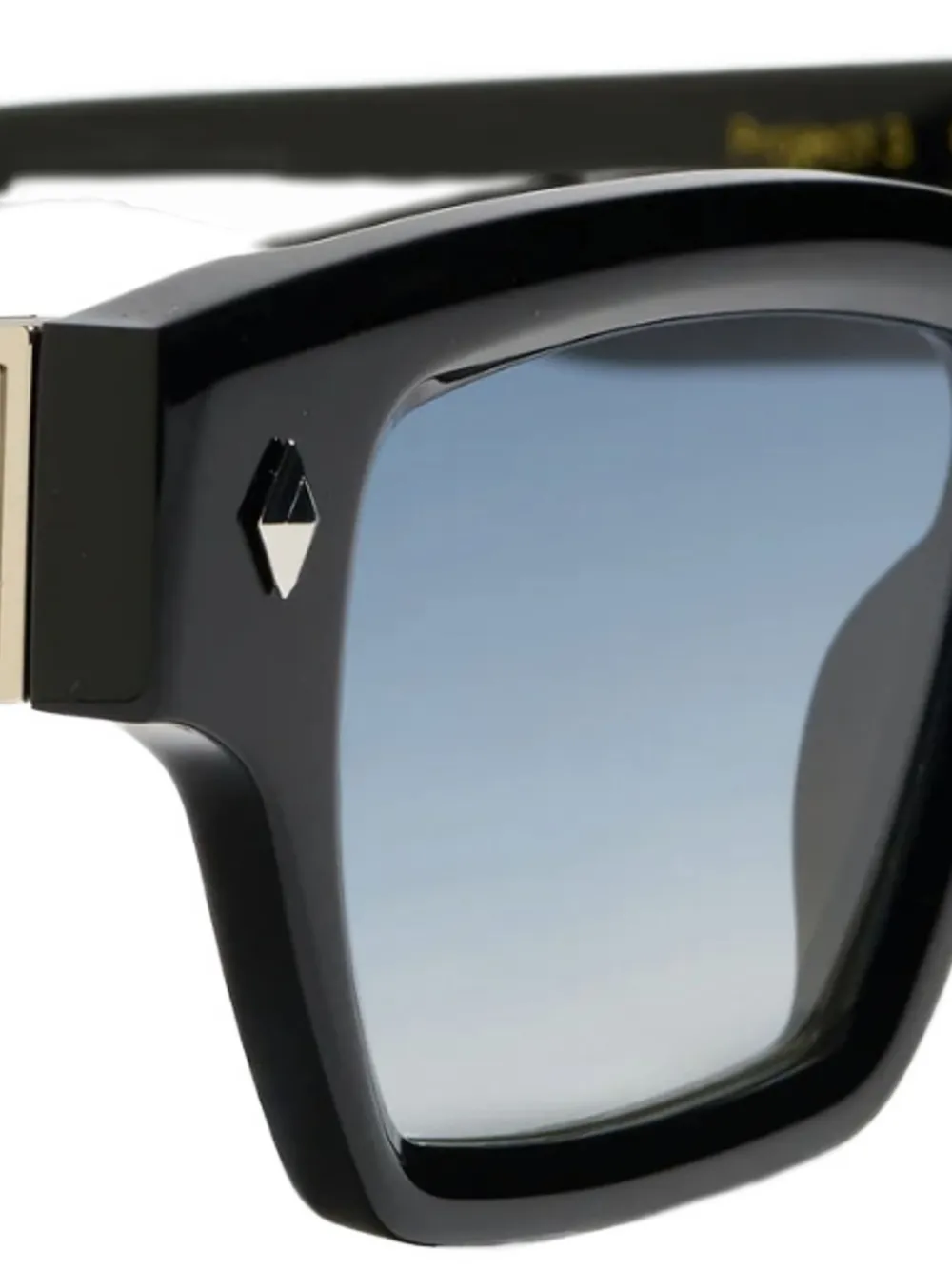 John Dalia Project 03 zonnebril met vierkant montuur en diamantdetail Zwart