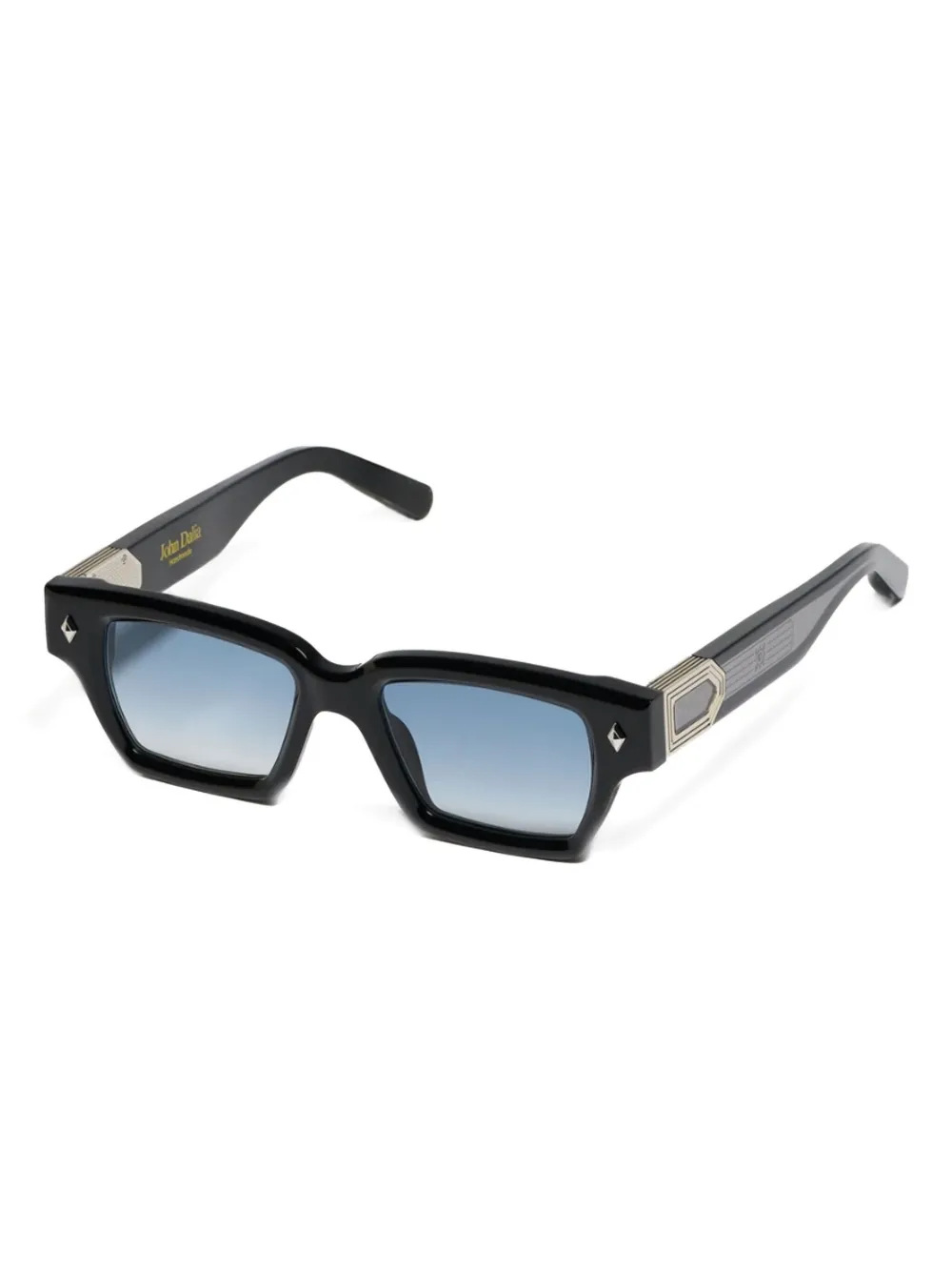 John Dalia Project 03 zonnebril met vierkant montuur en diamantdetail Zwart