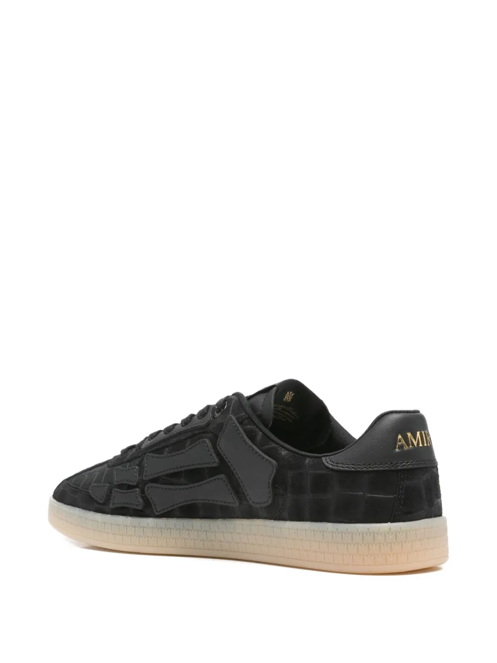 Amiri Pacific Bones Crocodile-effect Suede Sneakers In Black