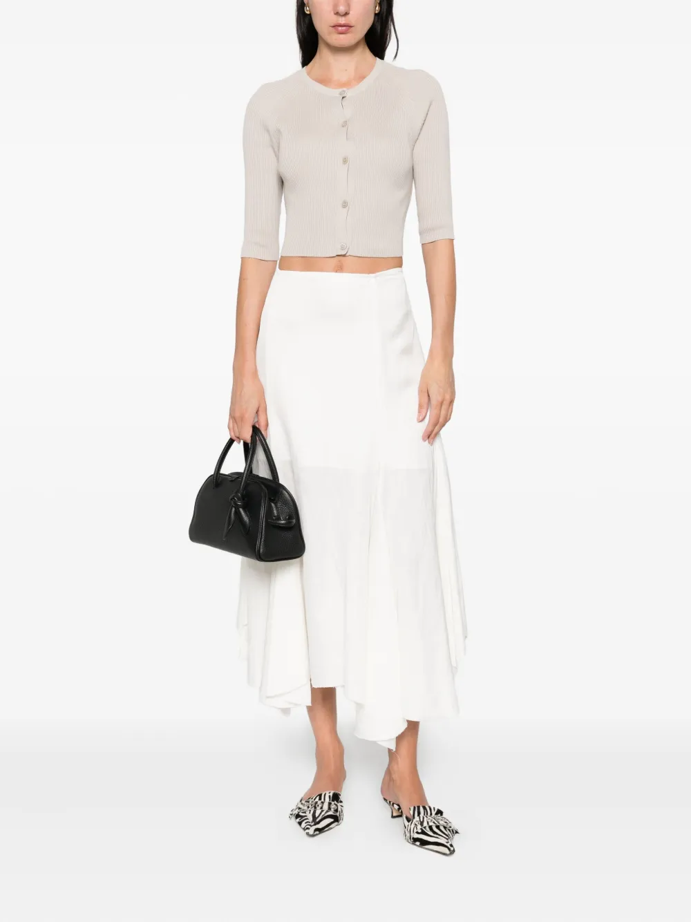 'S Max Mara Geribbeld vest met knoop Beige
