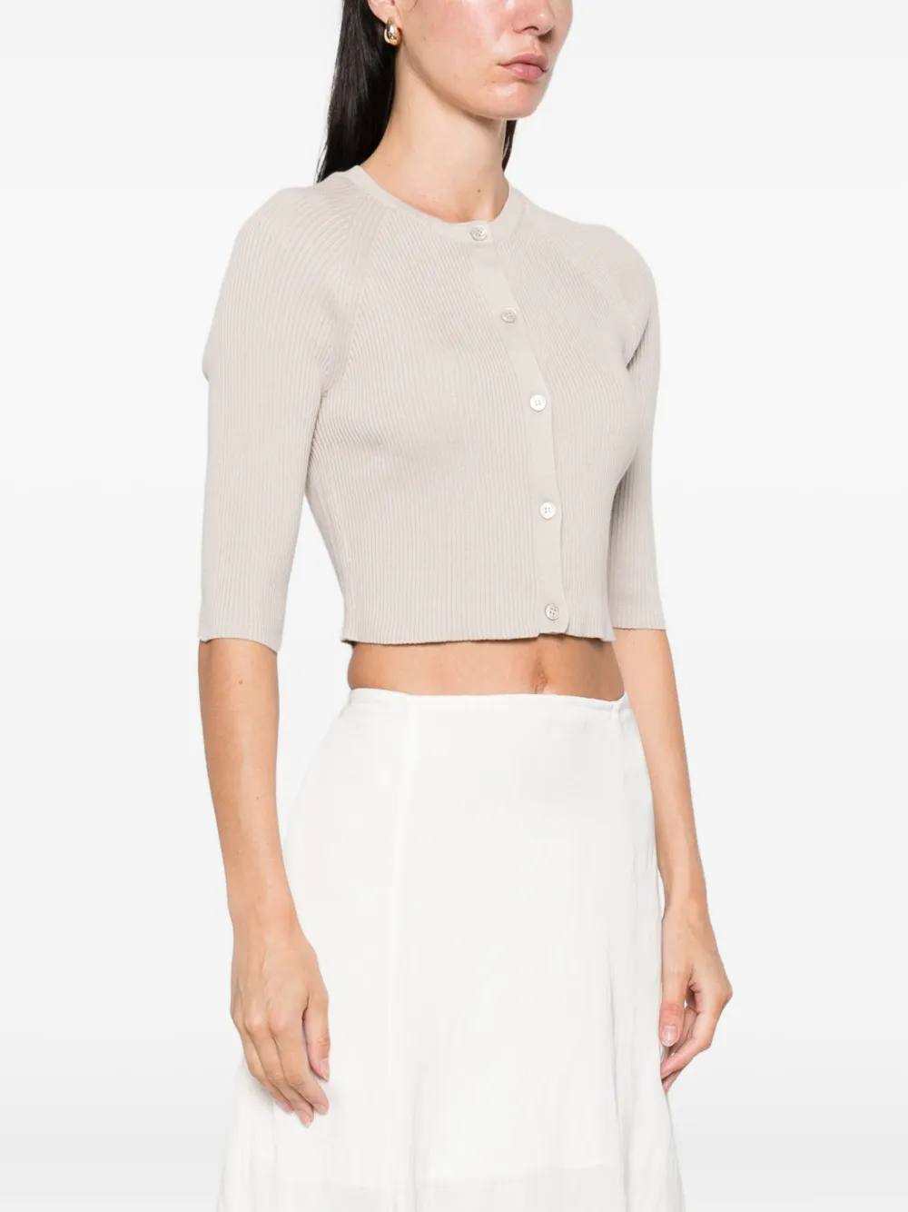 'S Max Mara Geribbeld vest met knoop Beige