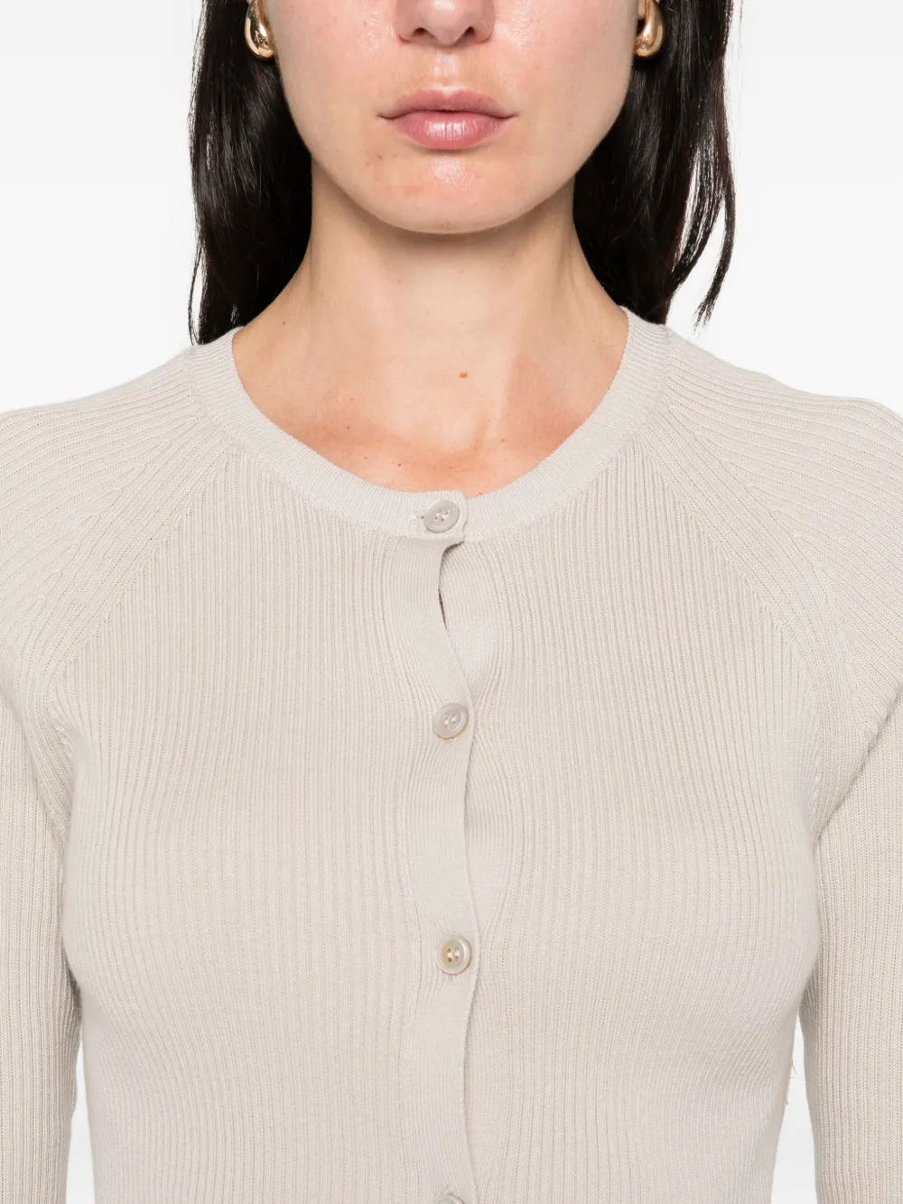 'S Max Mara Geribbeld vest met knoop Beige