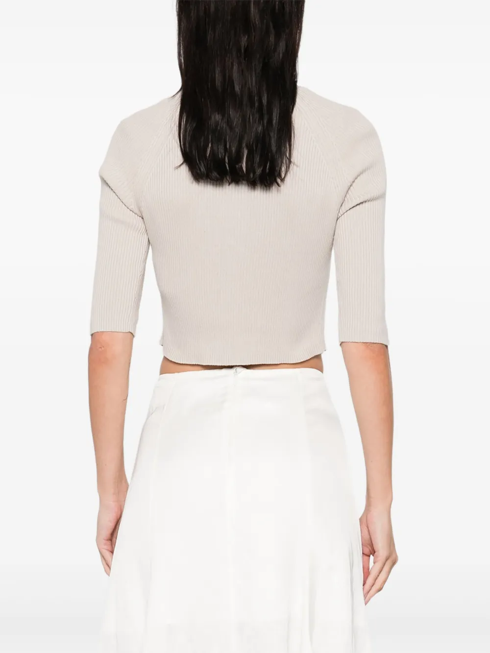 'S Max Mara Geribbeld vest met knoop Beige