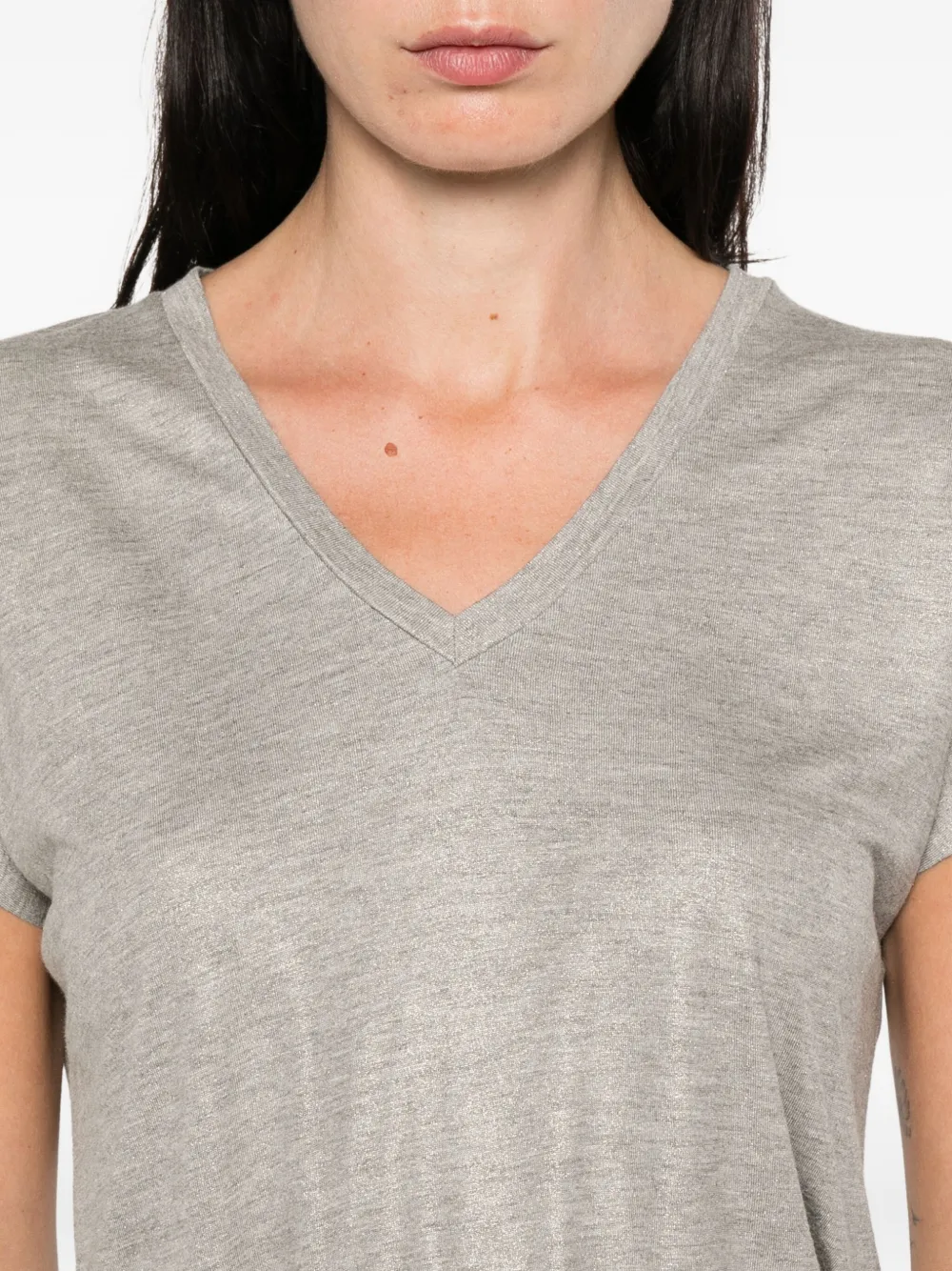 Herno Metallic T-shirt met V-hals Beige