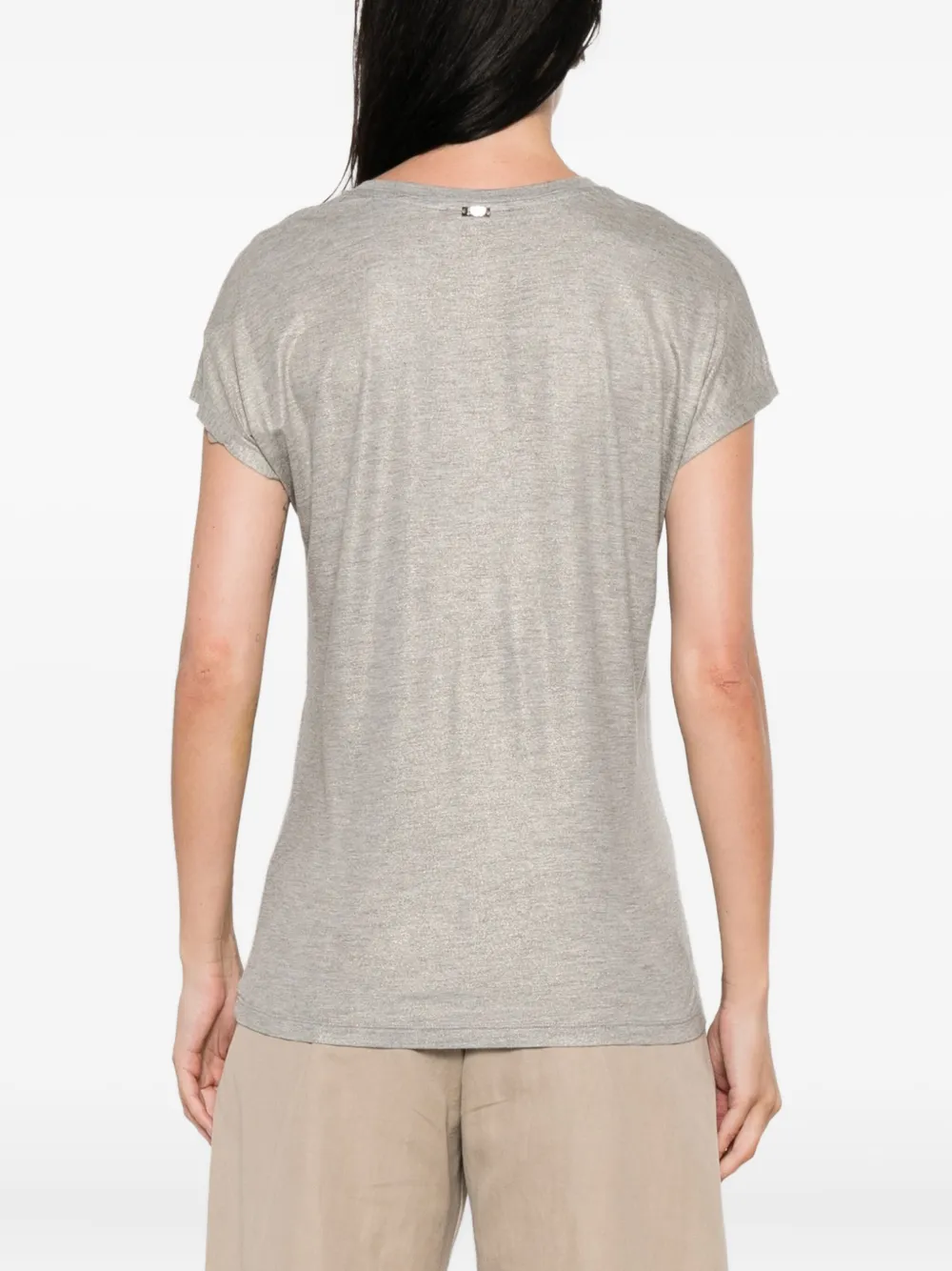 Herno Metallic T-shirt met V-hals Beige