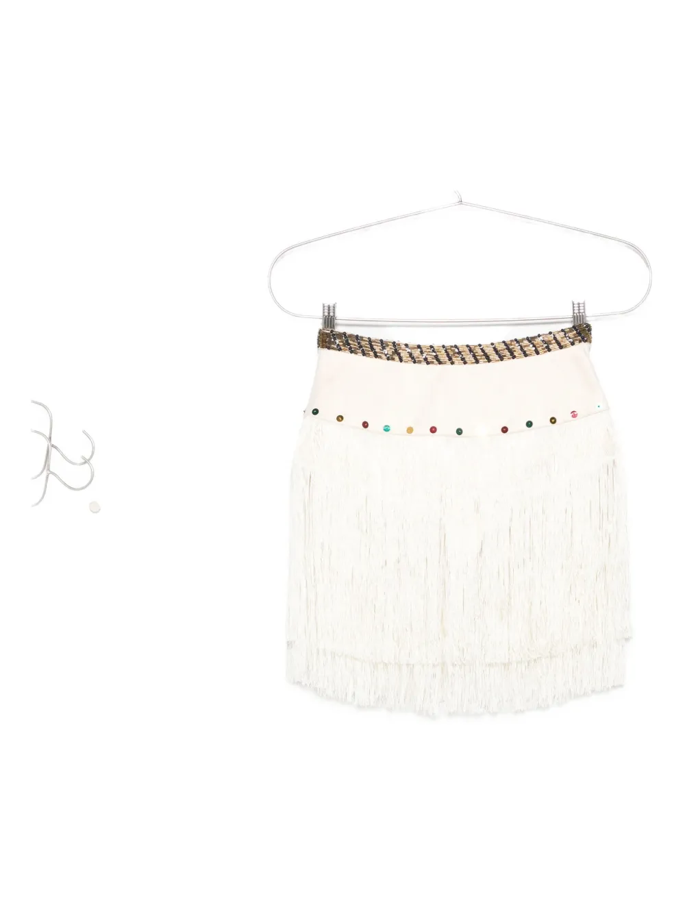 BODE Raffle beaded fringe mini skirt - Toni neutri