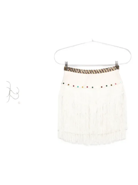 BODE Raffle beaded fringe mini skirt