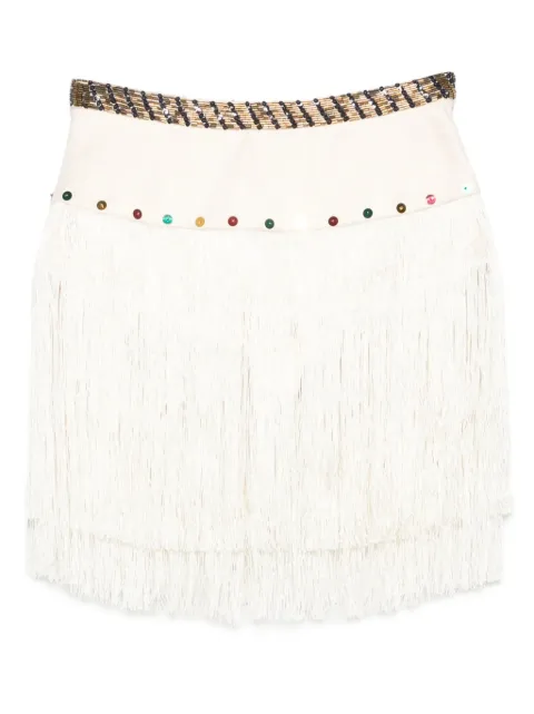 BODE Raffle beaded fringe mini skirt