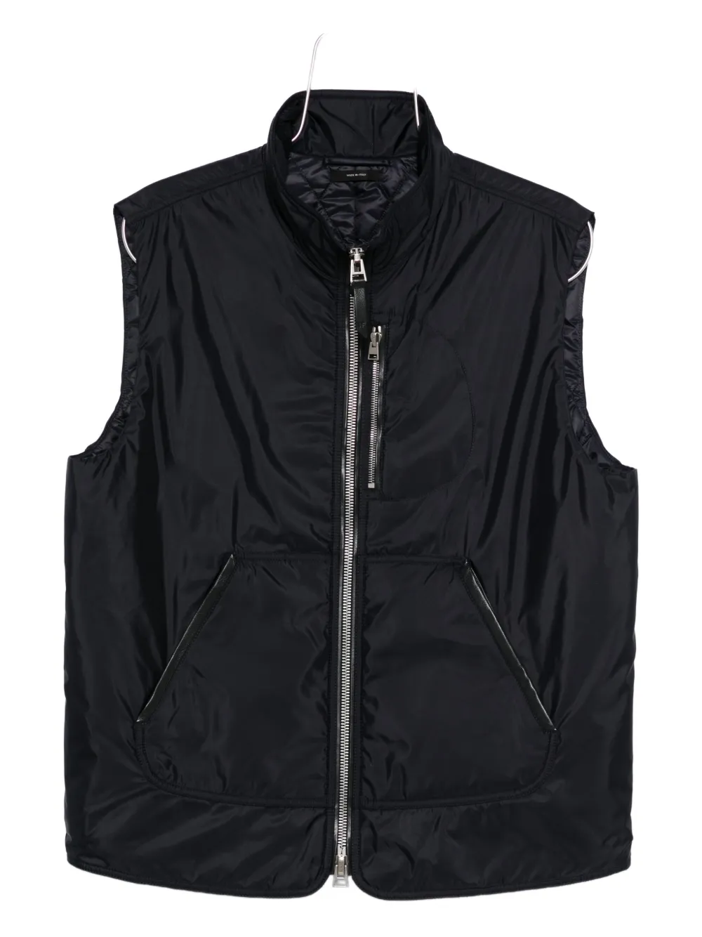 TOM FORD leather-trimmed zip-front vest - Blu