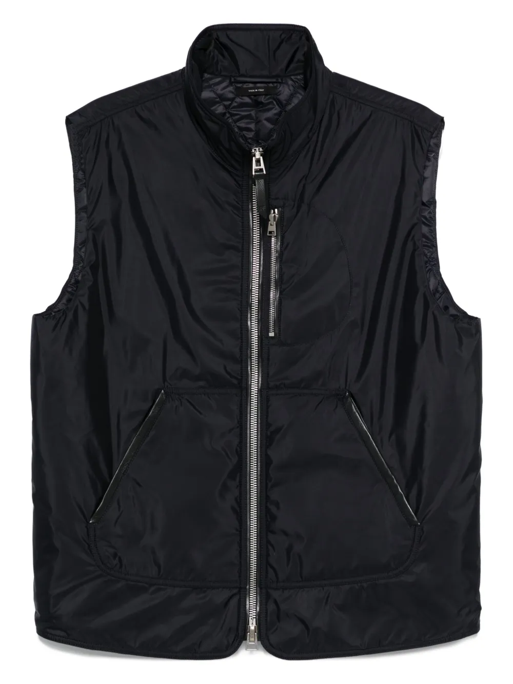 TOM FORD Top met leren afwerking en rits Blauw
