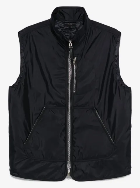 TOM FORD leather-trimmed zip-front vest