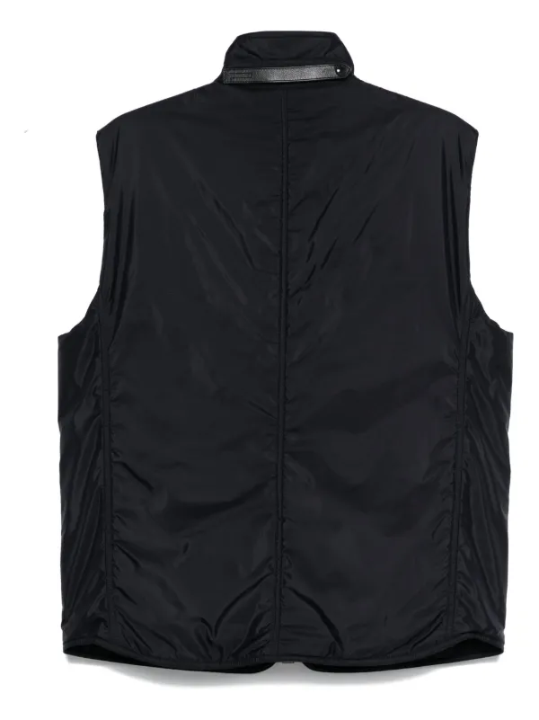 TOM FORD leather-trimmed zip-front Vest | Blue | FARFETCH