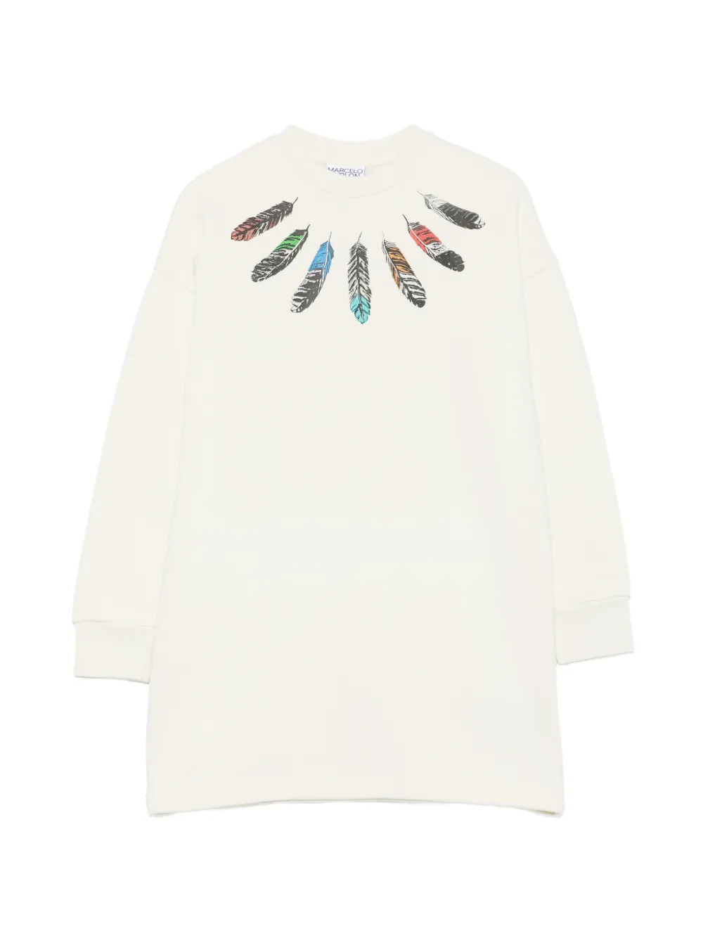 COUNTY OF MILAN KIDS feather-print dress - Toni neutri