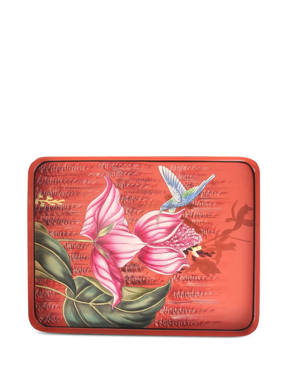 Les-Ottomans floral bird print tray - Rosso