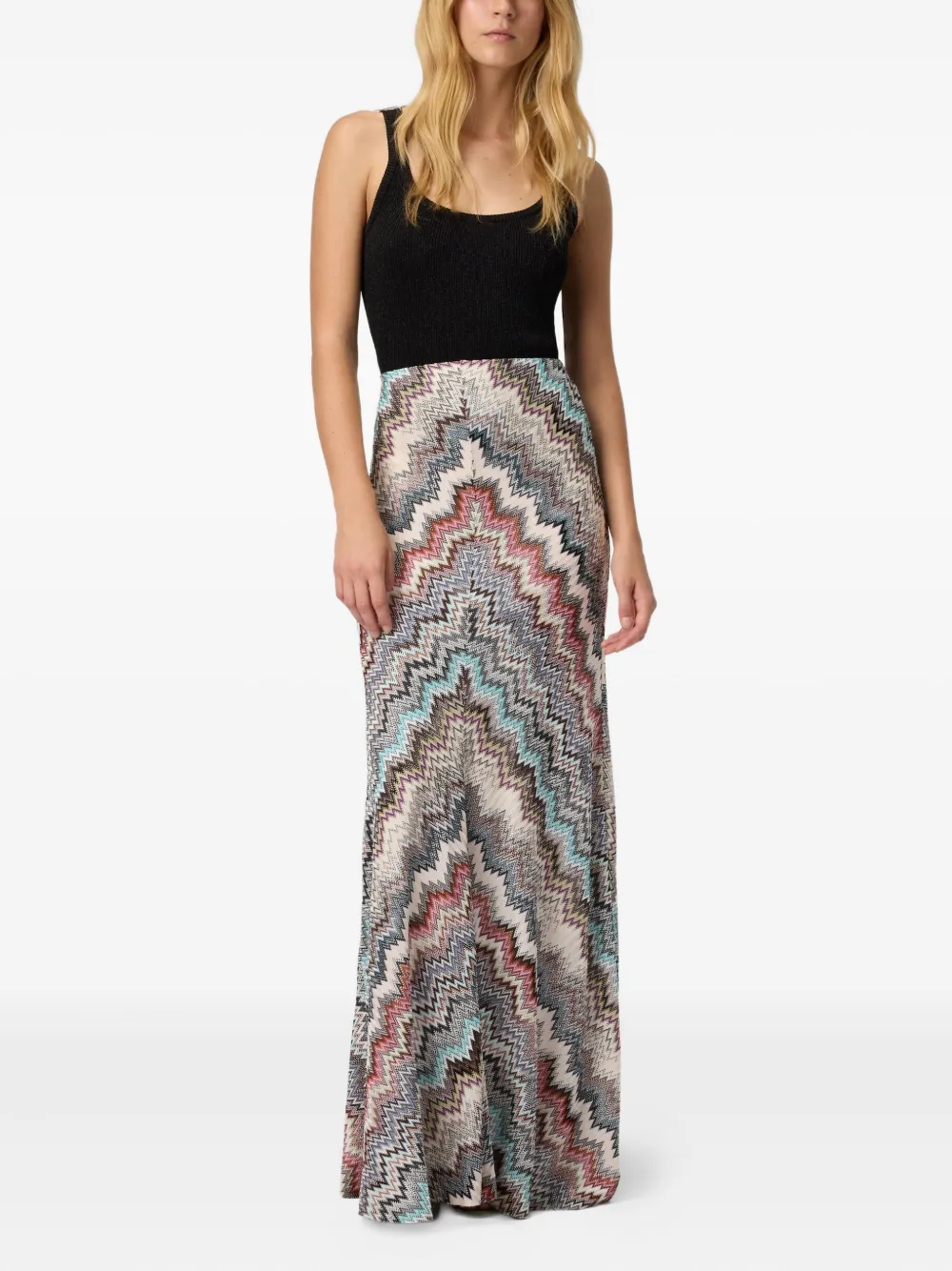 Missoni zigzag pattern maxi skirt - Grijs