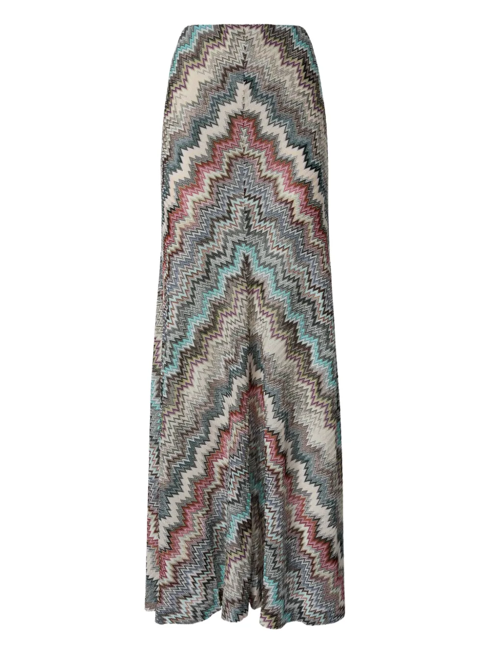 Missoni Flared Long Skirt In Viscose With Zigzag Pattern In Brown