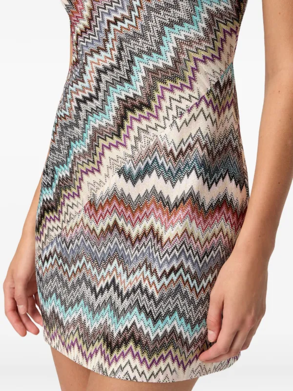 missoni zig zag mini dress Missoni Zigzag Halterneck Mini Dress | Neutrals