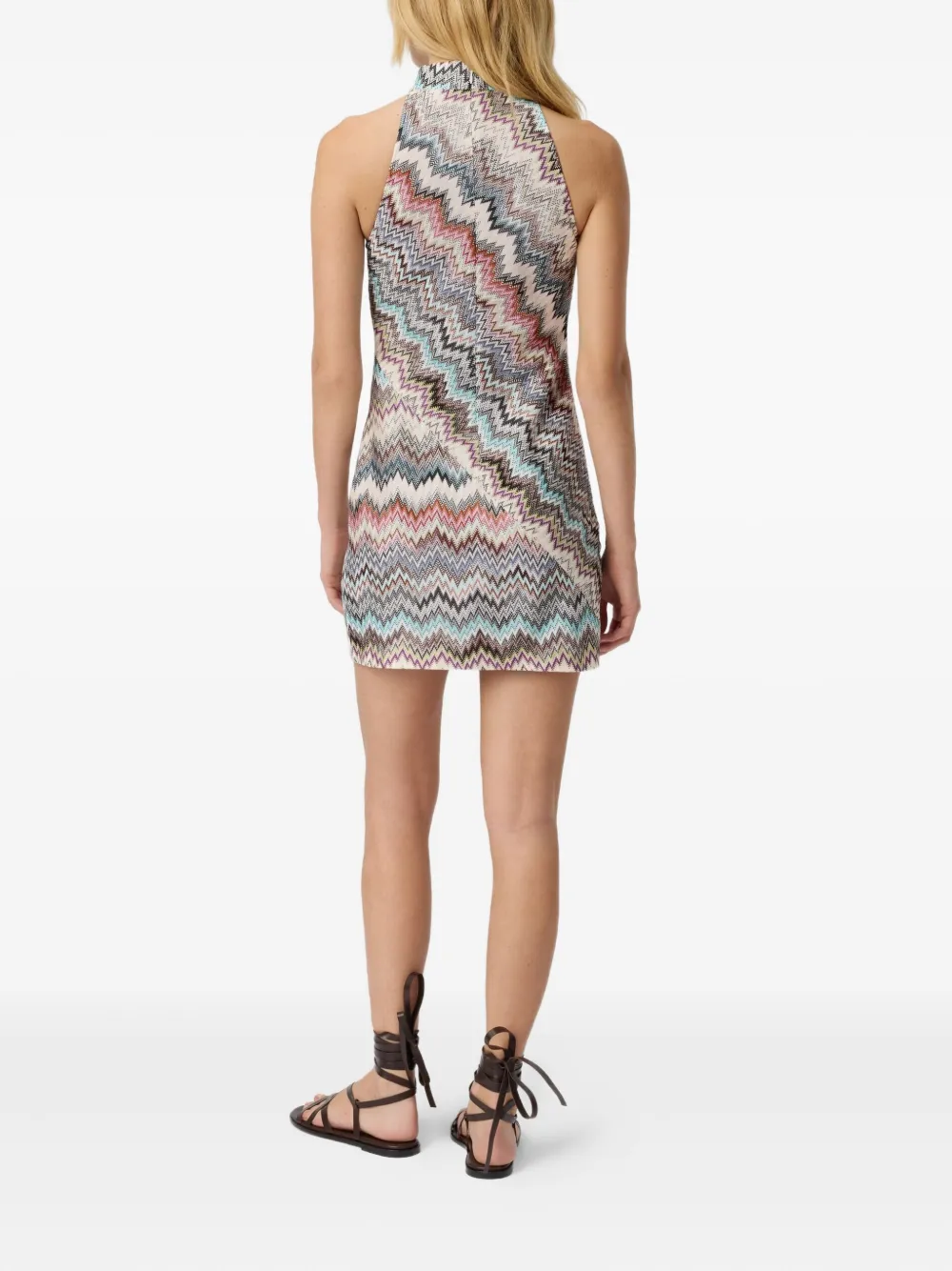 Missoni zigzag halterneck mini dress Beige