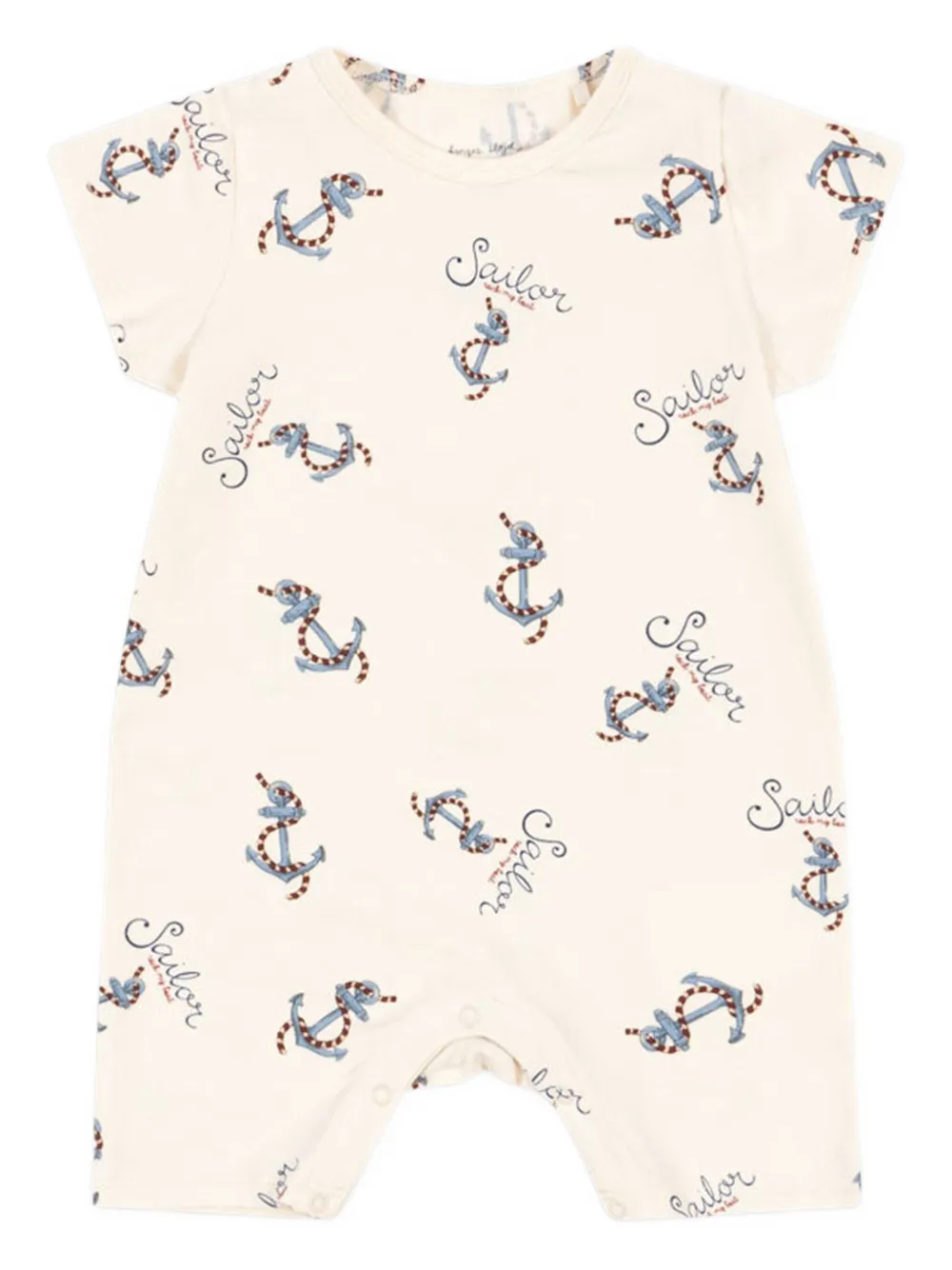 Konges Sløjd anchor-print short-sleeve romper | Neutrals | Image 1