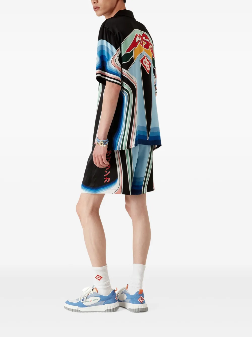 Casablanca Graphic Mountain silk shorts Zwart