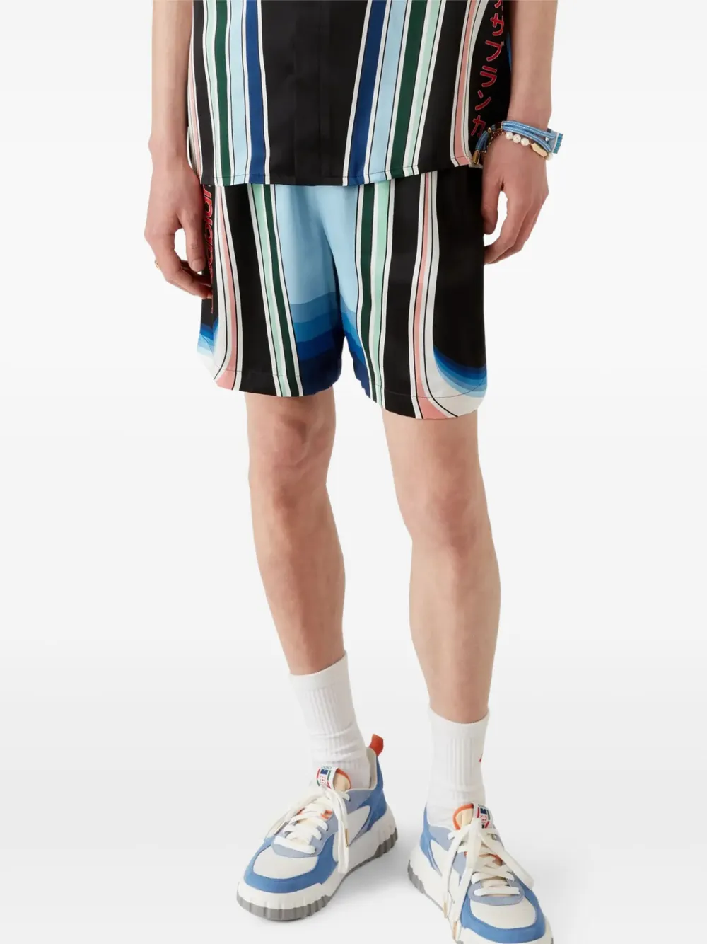 Casablanca Graphic Mountain silk shorts Zwart