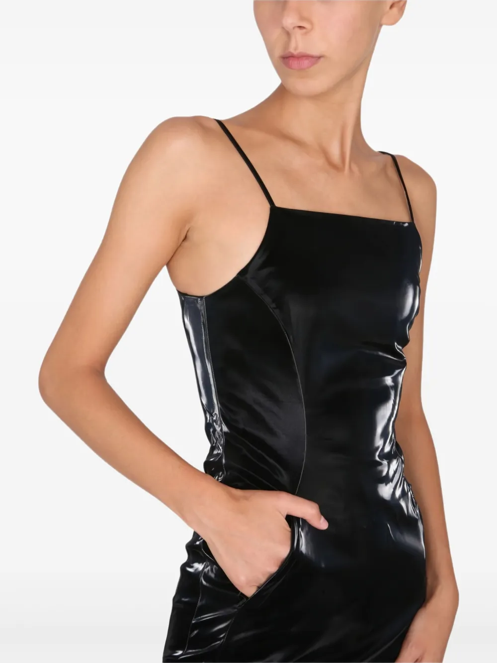 MCQ Midi-jurk met vierkante hals Zwart