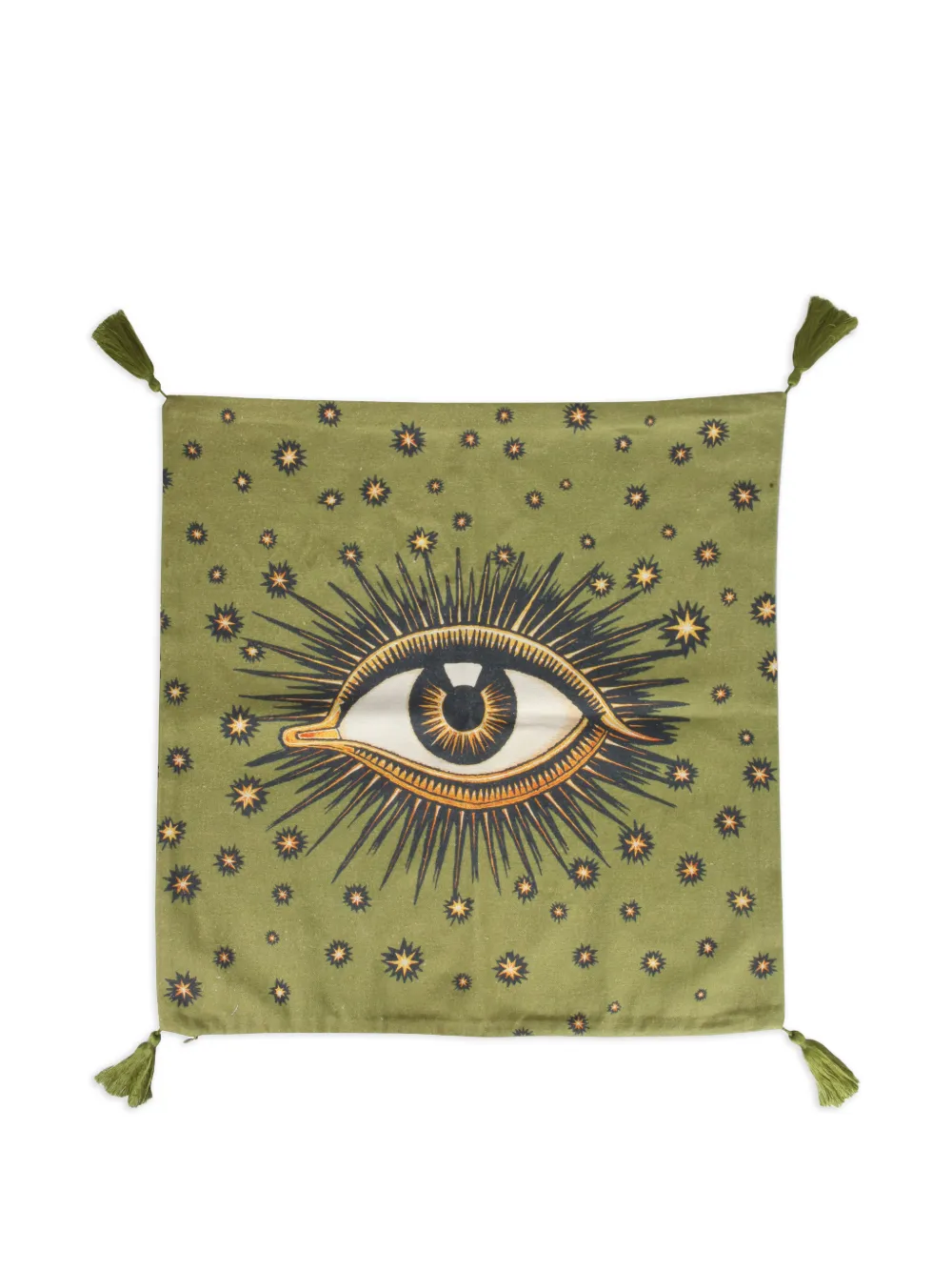 Les-Ottomans eye-print tassel-detail cushion cover - Verde